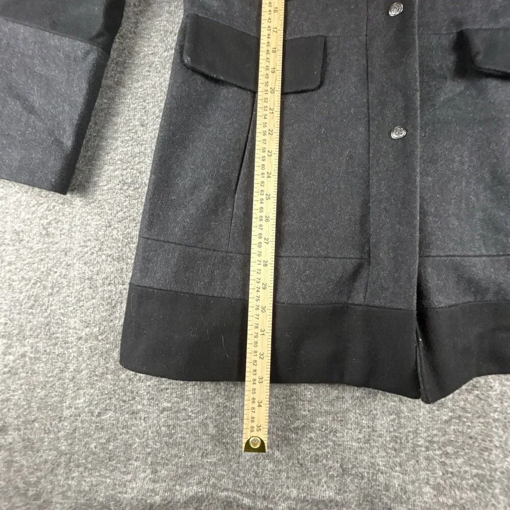 Guess Wool Blend Pea Coat Womens Sz XL Colorblock Charcoal Black Snap Zip Up - Picture 10 of 10